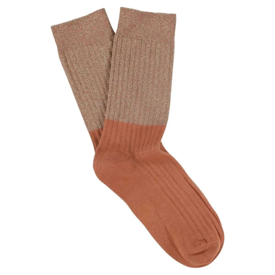 Chaussettes Femme - Color block lurex Doré/Arabian Spice