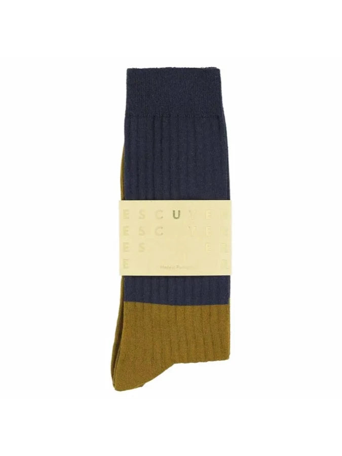 Chaussettes Homme - Color block Bleu marine/Cumin