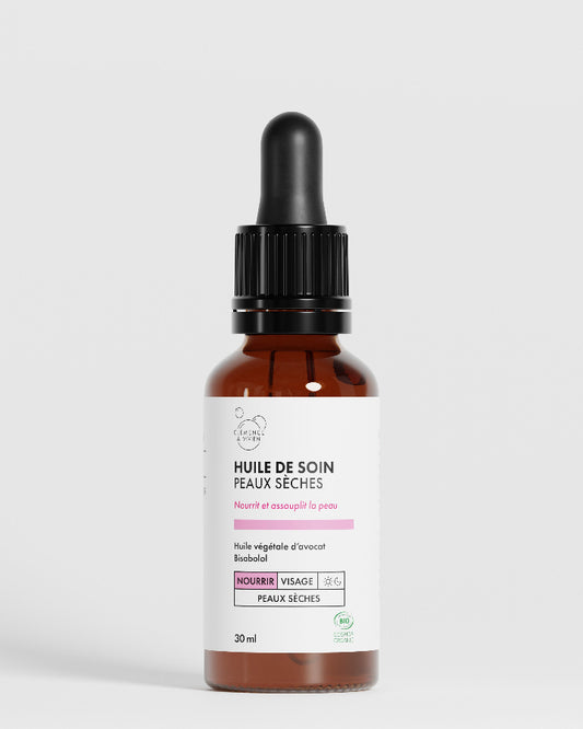 Huile de soin visage bio vegan pour peaux sèches