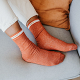 Chaussettes à paillettes Good vibes en terracotta Maison Causettes