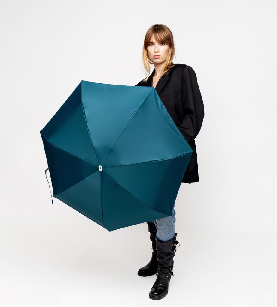 Mini parapluie bleu minéral – micro & solide – OCTAVE  bleu canard