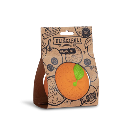 Orange, balle sensorielle en latex naturel