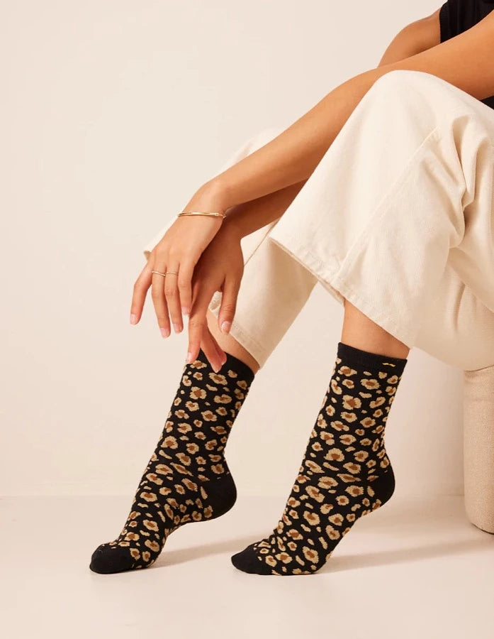 Pack de 3 chaussettes femme - léopard/noir/doré
