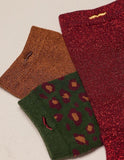 Pack de 3 chaussettes femme : léopard vert/bordeaux/marron