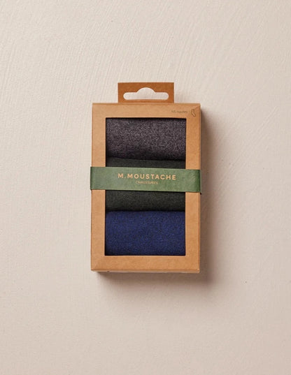 Pack de 3 chaussettes homme : gris/bleu/vert