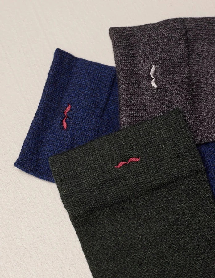 Pack de 3 chaussettes homme : gris/bleu/vert