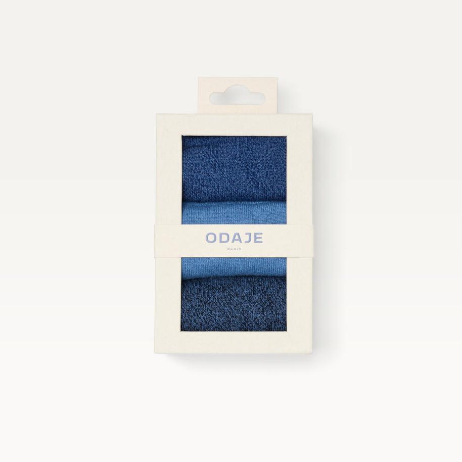 Pack de 3 chaussettes homme : chiné bleu