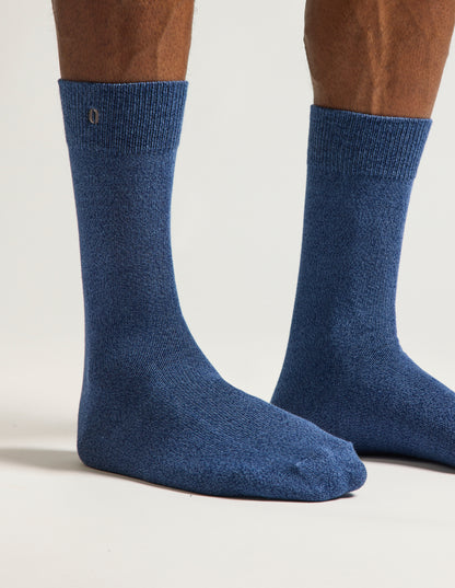 Pack de 3 chaussettes homme : chiné bleu