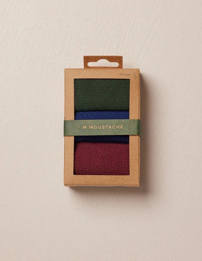 Pack de 3 chaussettes homme : gaufré vert/bleu/bordeaux