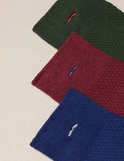 Pack de 3 chaussettes homme : gauffré vert/bleu/bordeaux