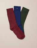 Pack de 3 chaussettes homme : gauffré vert/bleu/bordeaux