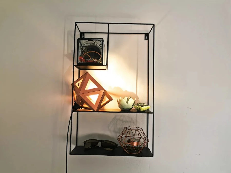 Petite lampe origami cuivre