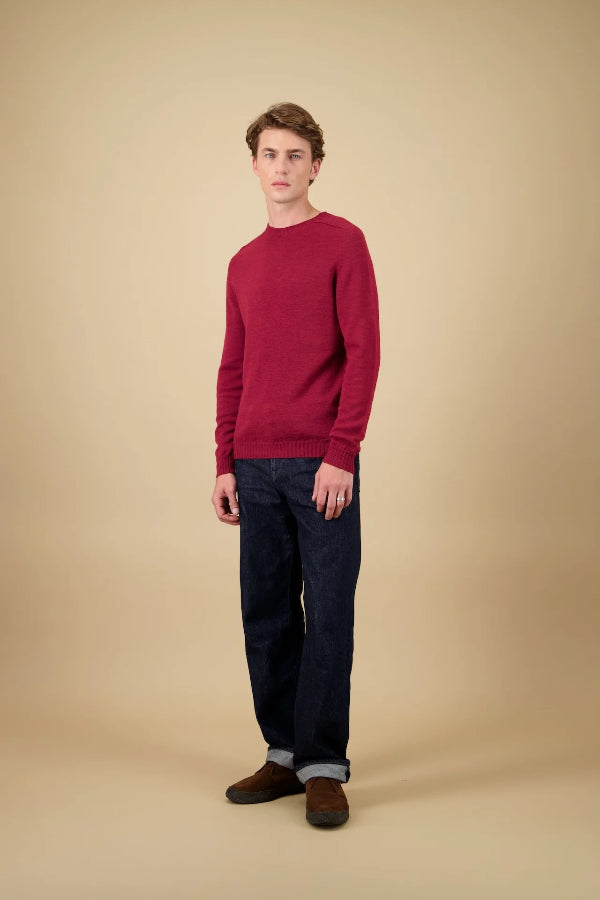 Pull en Laine mérinos rouge fabriqué en France