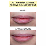 Rouge à lèvres hydratant Corail Pomponne comparaison avant après