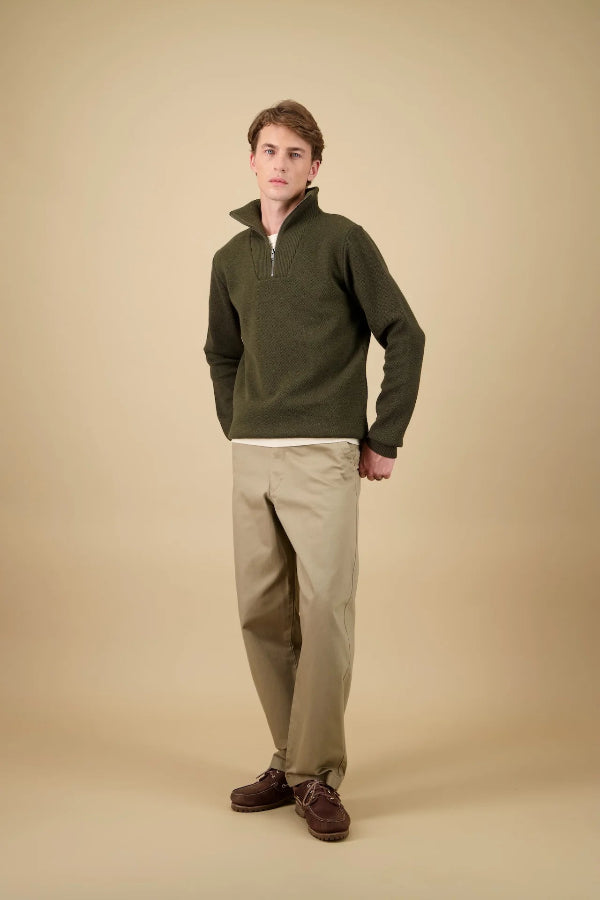 Pull Youri camionneur - Kaki fabriqué en France