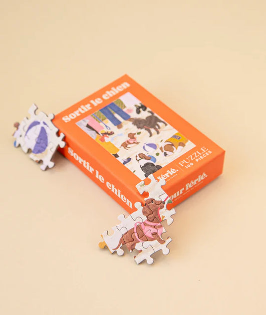 Puzzle 100 pièces - Sortir le chien