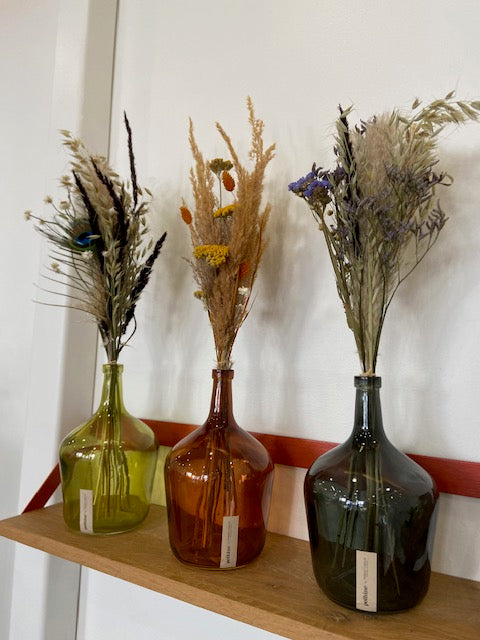 Bouquet fleuri en Dame Jeanne - Marron