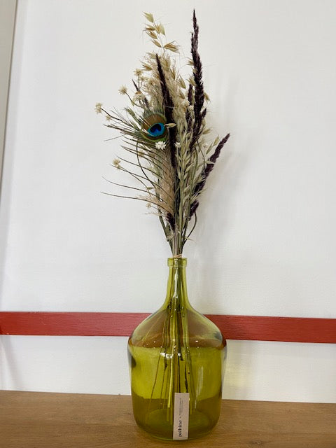 Bouquet fleuri en Dame Jeanne - Vert