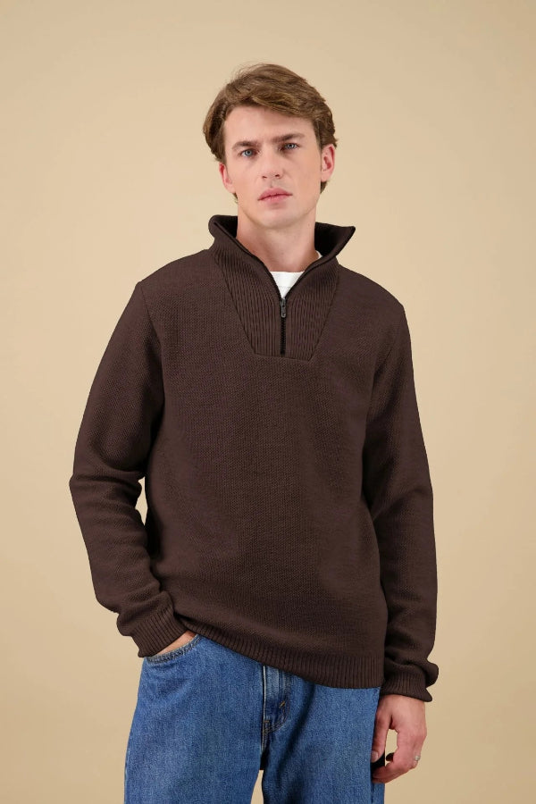 Pull camionneur marron fabriqué en France