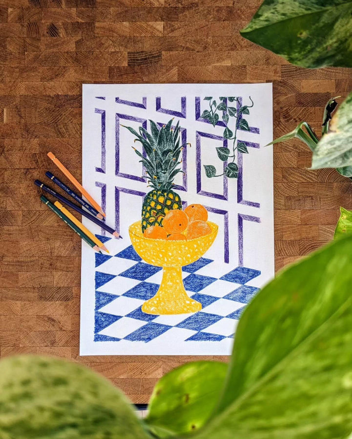 affiche coloriée coupe de fruits