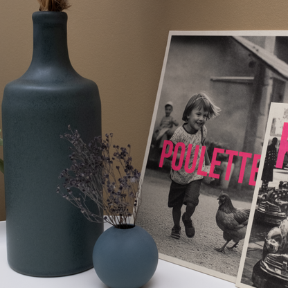 affiche poulette kencre en carton bois