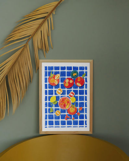 affiche scène culinaire encadrée