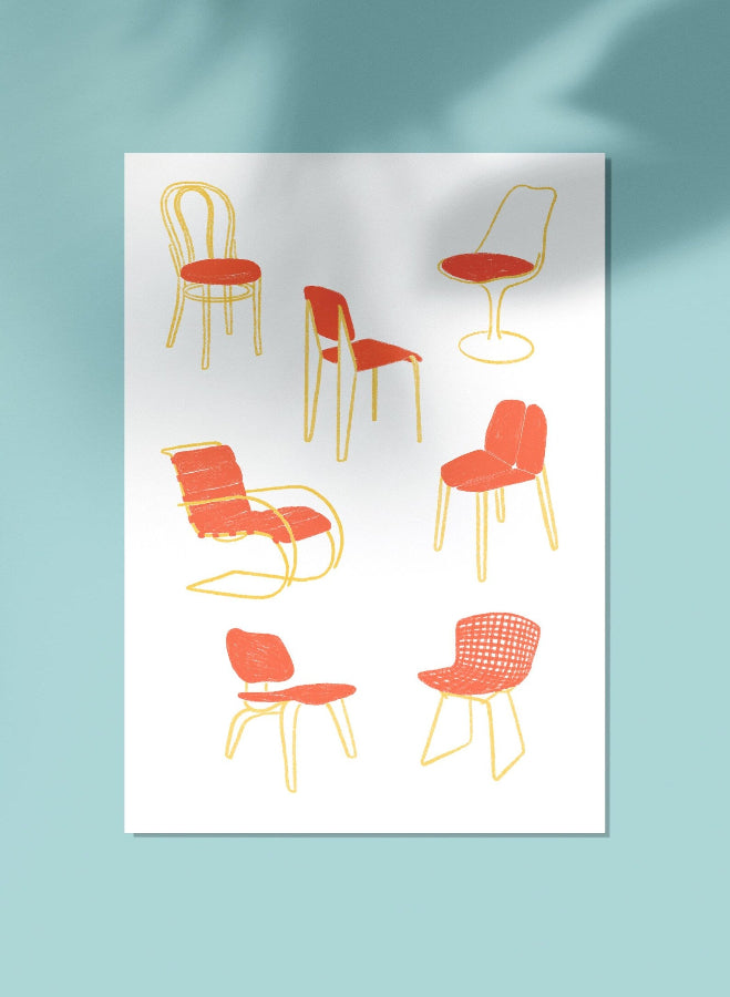 affiche chaises iconiques lucie leforestier