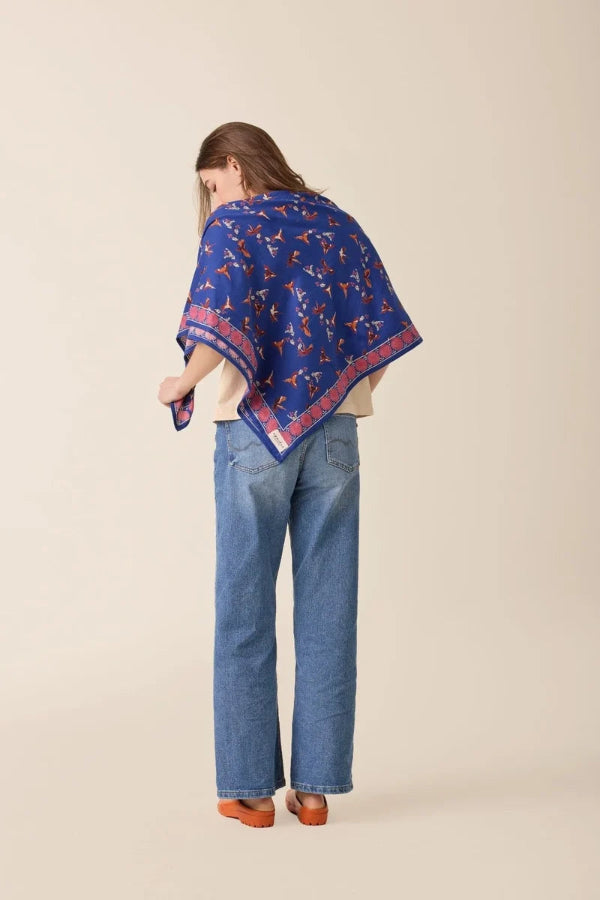 Foulard - Cerisier Bleu royal étole