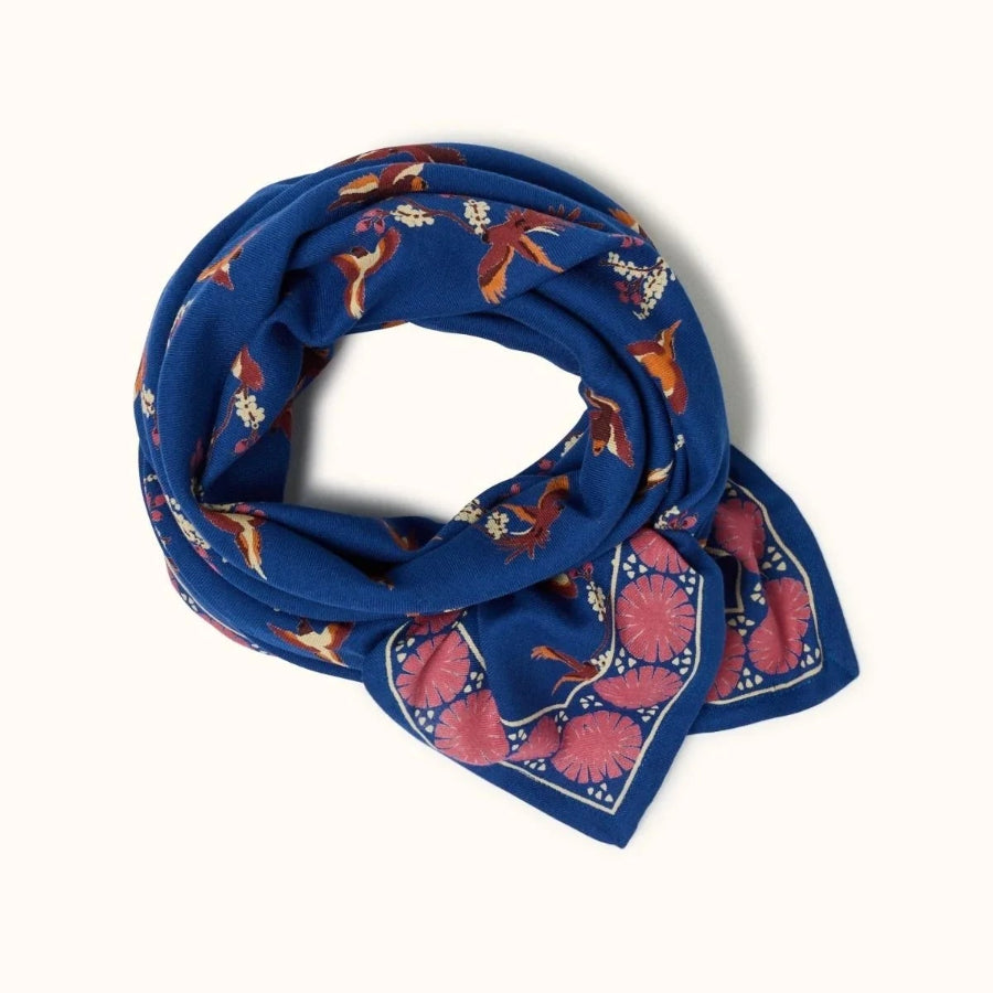 Foulard - Cerisier Bleu royal grand modèle
