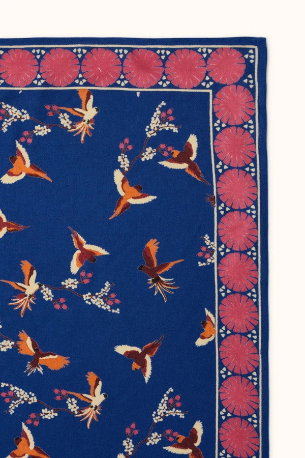 Foulard - Cerisier Bleu royal détail zoom