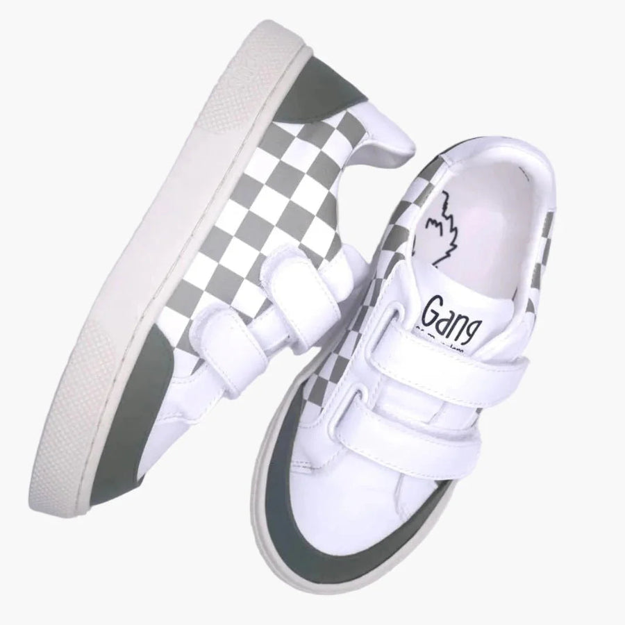 baskets gang of monsters imprimé damier gris