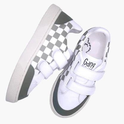 baskets gang of monsters imprimé damier gris