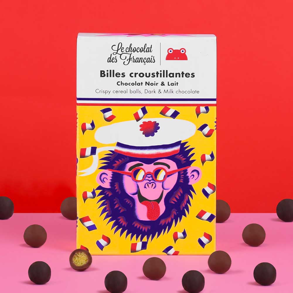 Billes croustillantes chocolat noir et lait