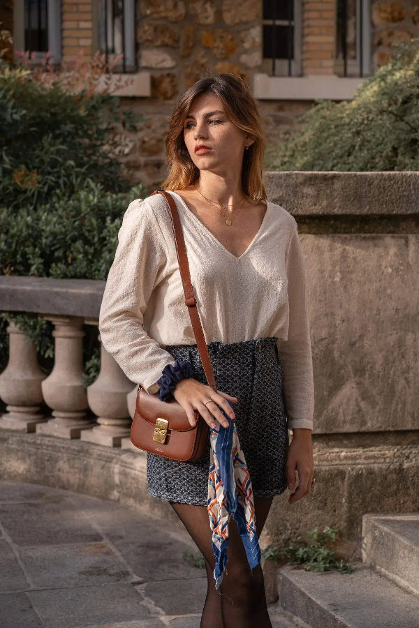 blouse écrue manches longues made in france