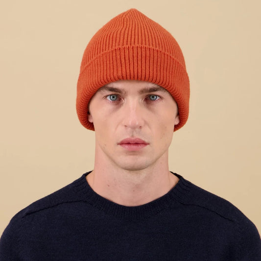 bonnet laine mérinos orange citrouille