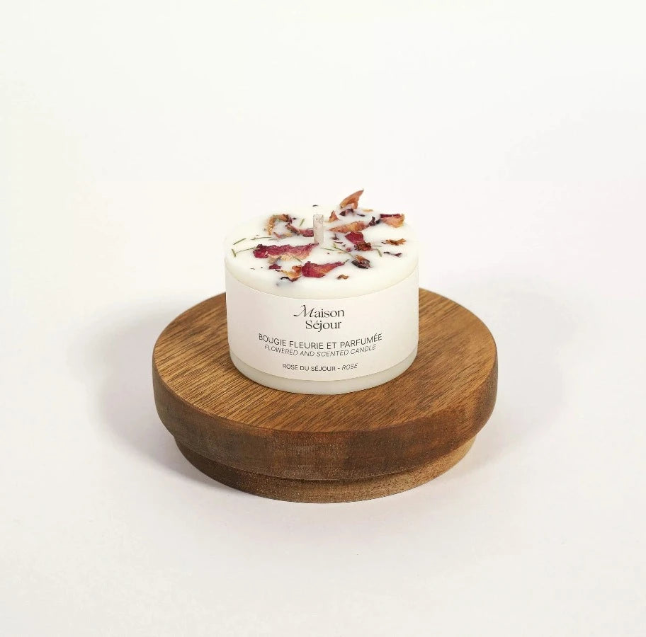 Bougie à base de cire de soja végétale. Parfum rose