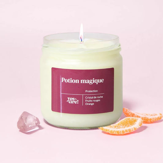 bougie yes cire avec pierre cristal de roche : potion magique