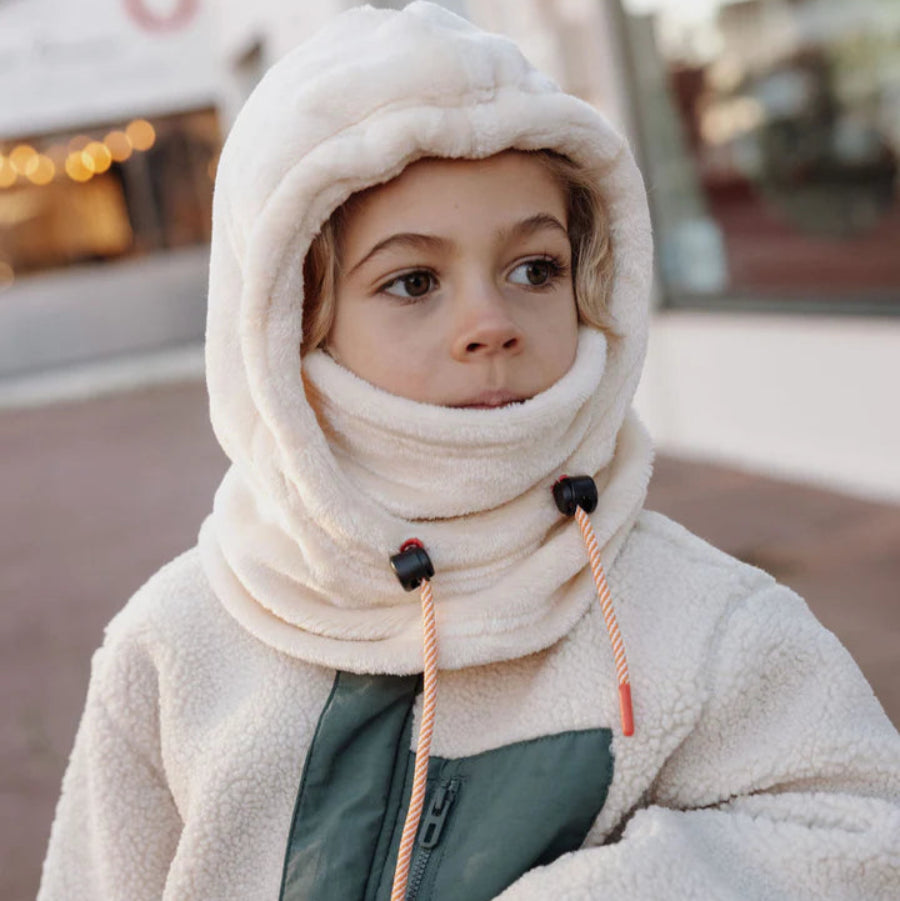 cagoule polaire hello hossy couleur crème pour enfant