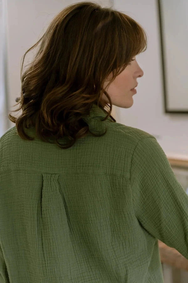 chemise kaki gaze de coton