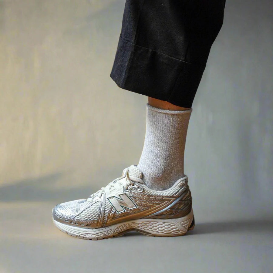 chaussettes à paillettes blanches