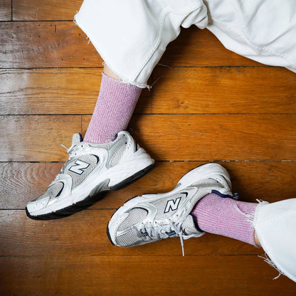 chaussettes à paillettes roses