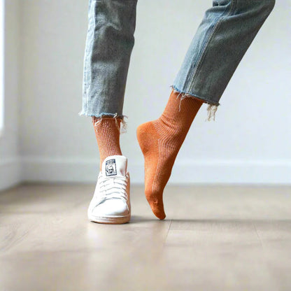 chaussettes à paillettes terracotta