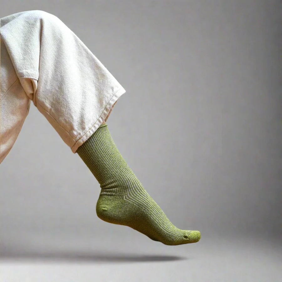 chaussettes à paillettes vert olive