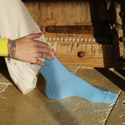 chaussettes bleues ciel coton klue
