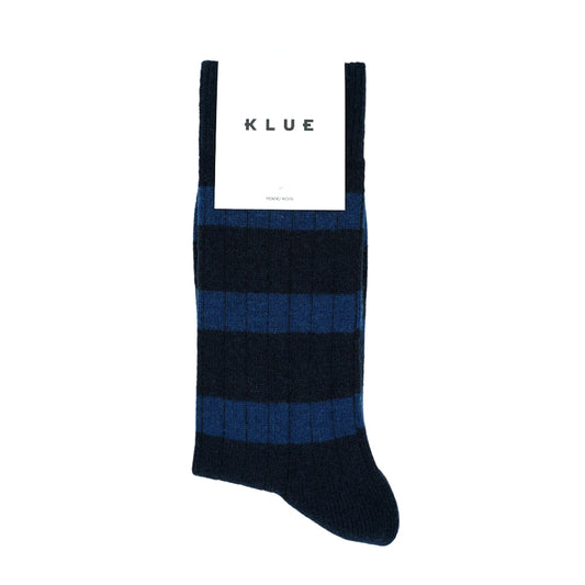 chaussettes laine mérinos homme à rayures bleu