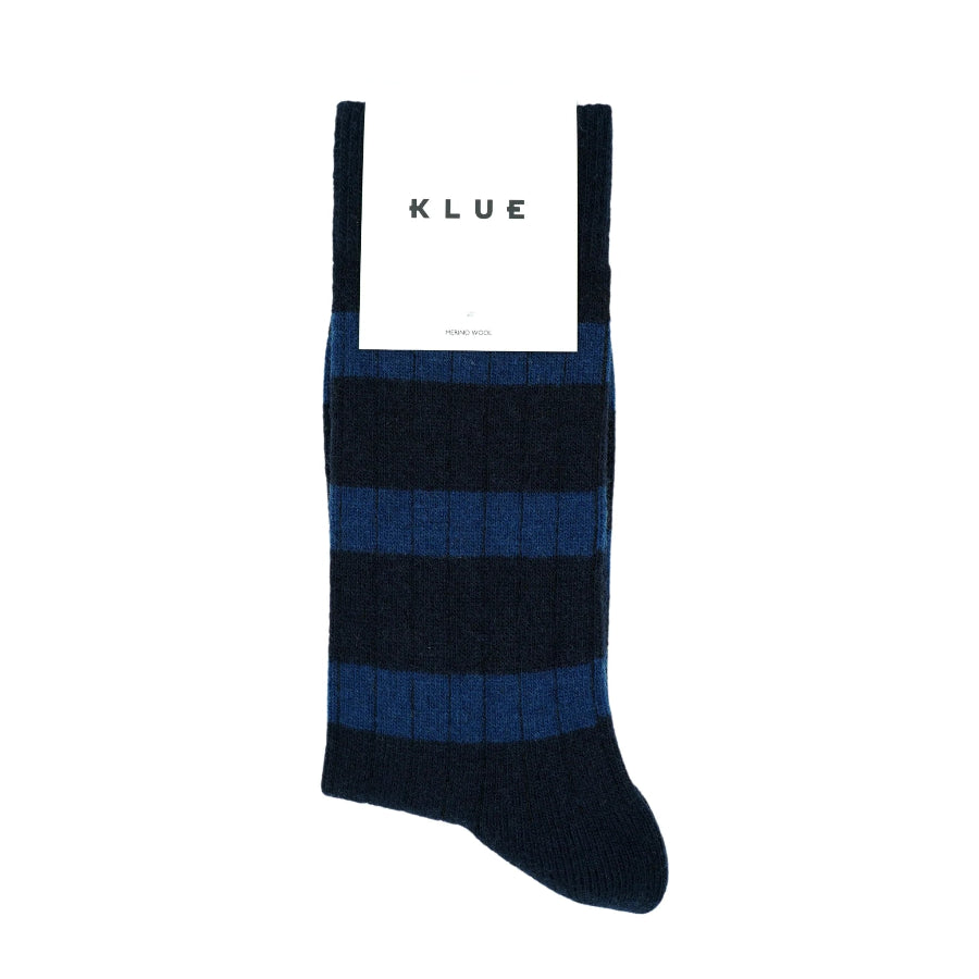 chaussettes laine mérinos homme à rayures bleu