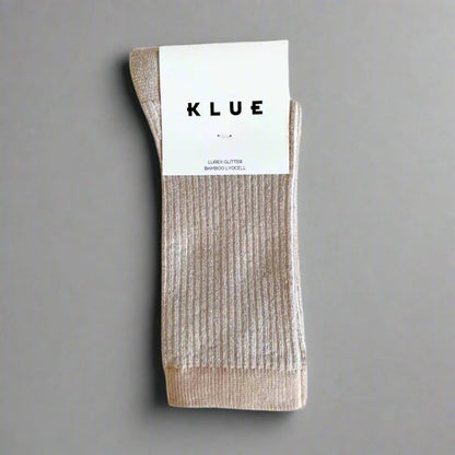 chaussettes pailletées beige