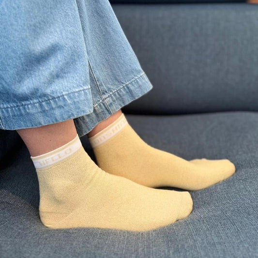 chaussettes à paillettes jaunes - hello sunshine