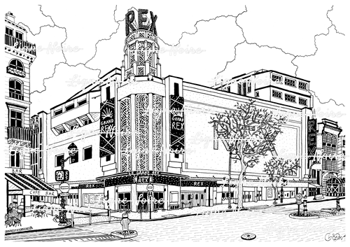 carte postale ligne noire cinéma grand rex
