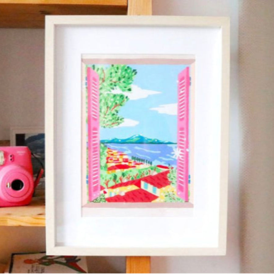 peinture au numéro fenêtre ouverte sur Naples